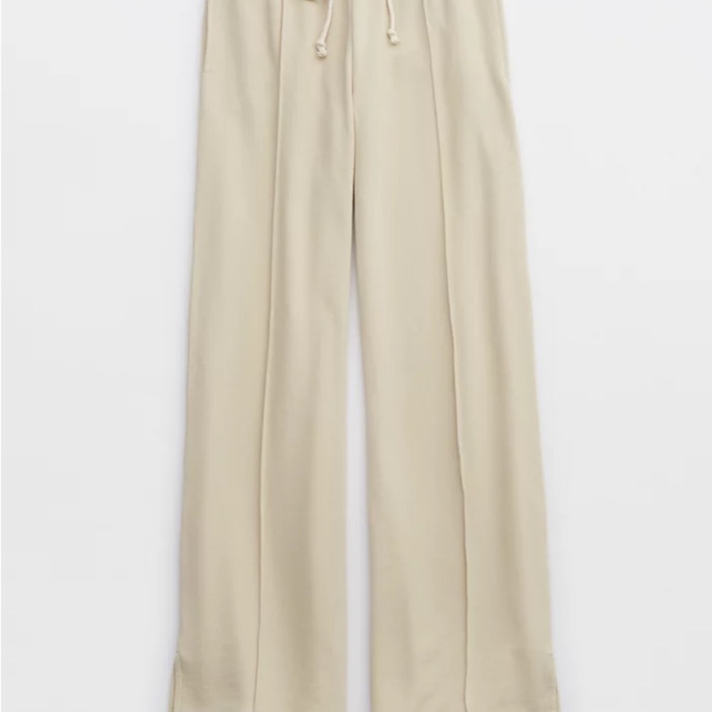 Aerie Cream Wide Leg Pants — Women’s Relaxed Wide Leg Trousers